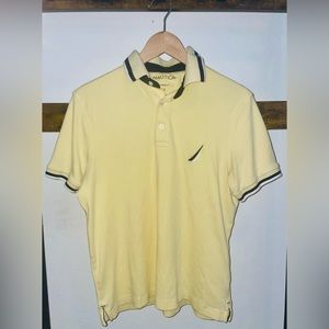 Nautica Men's Polo Shirt Yellow And Navy Size S
